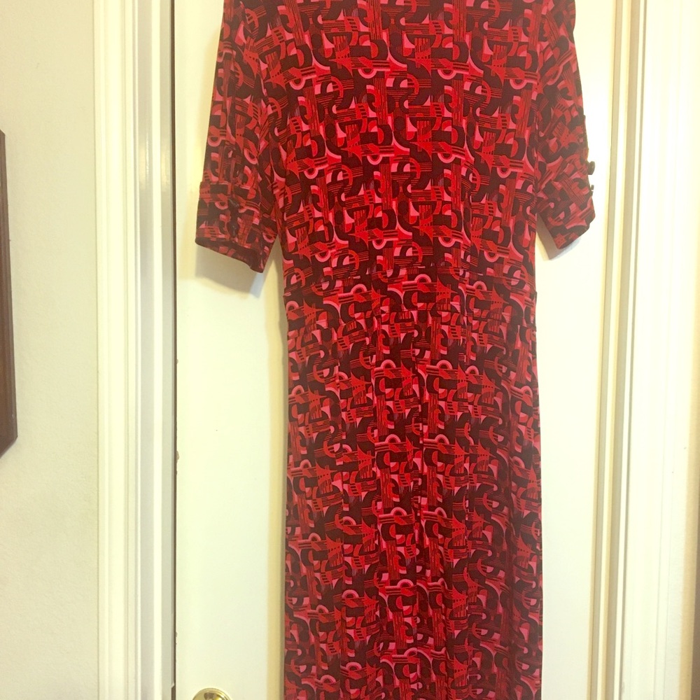 Pretty red, black and pink dress with tie strings
